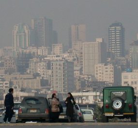 View of smog covered Tehran