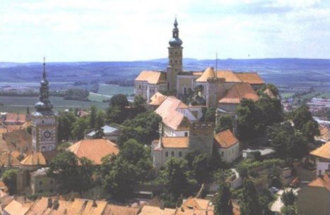 View of the Mikulov Castle sitting majestically upon the hill at the center of town