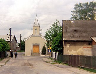 Country church on main street of small village