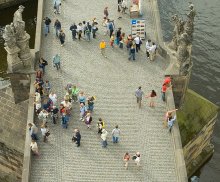 Charles Bridge crowded with tourists