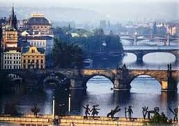 Prague Castle overlooking the bridges of the Vltava river