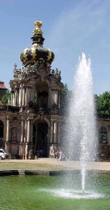 Fountain in front of ornamental building